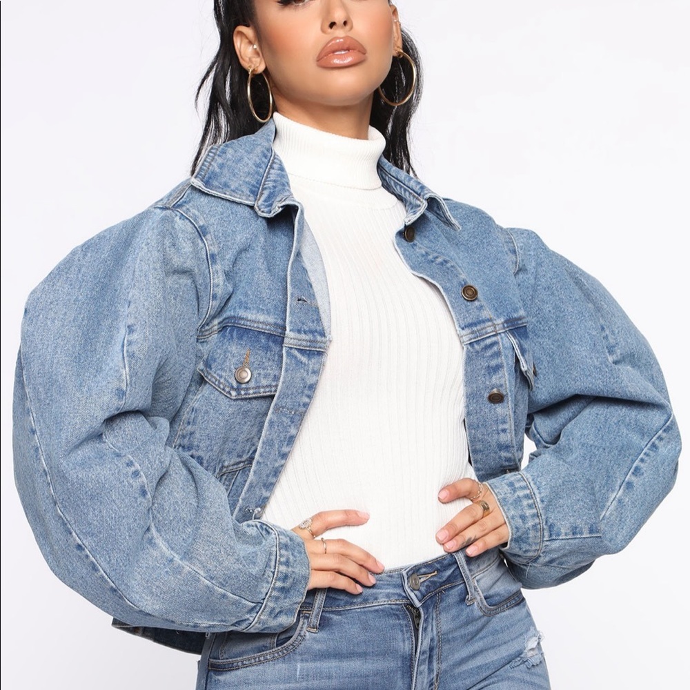 Bubble Sleeve Denim Jacket. Large - image 2